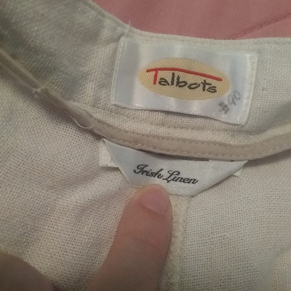 Talbots Irish Linen Cream Ankle Pants Women's - Picture 5 of 5